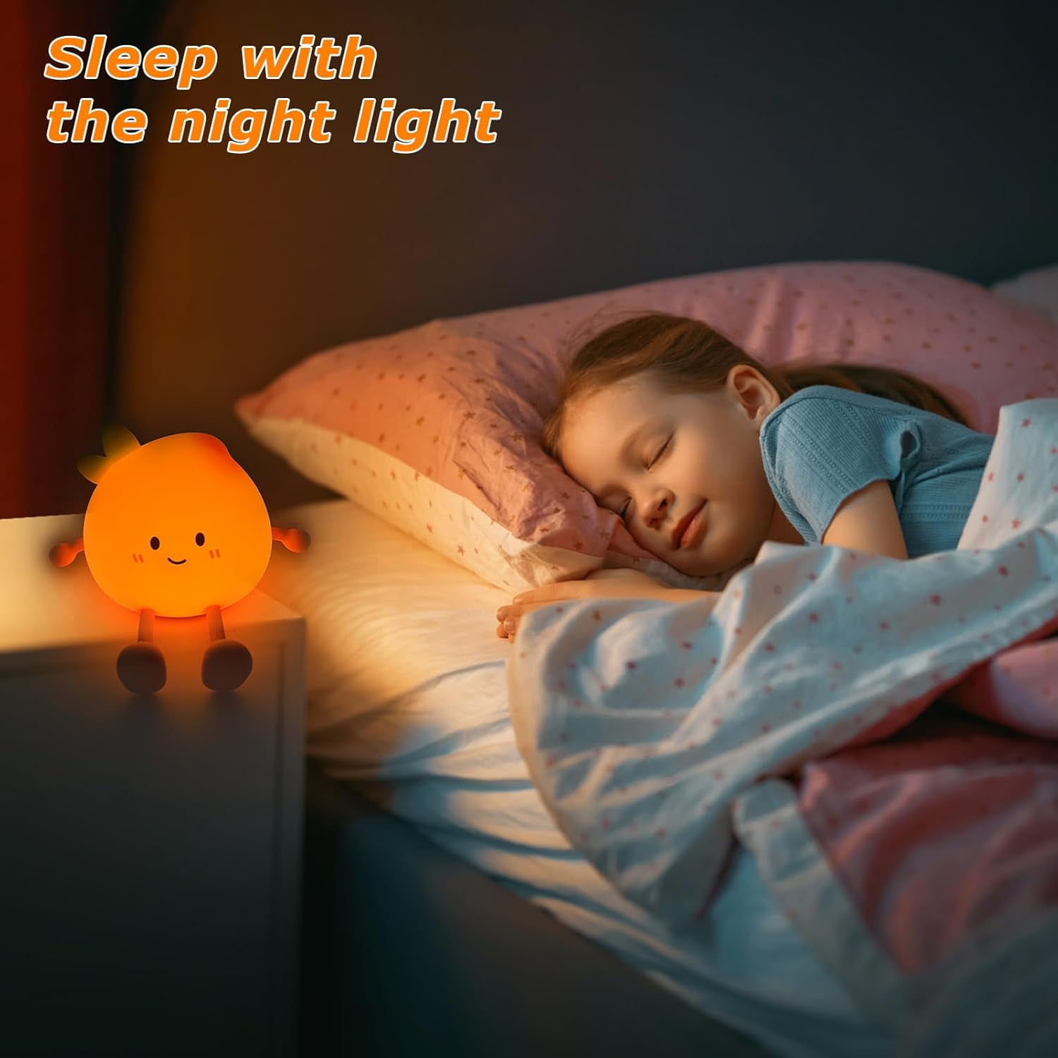 Night Light for Kids, Cute Peach Soft Silicone Nursery Light with 7 Colors & 3 Levels Adjustable Warm Light, Rechargeable Touch Control Pat Light, Bedside Baby Night Light Gift for Kids (Multicolour)