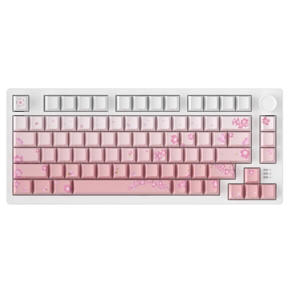 DAREU EK75PRO Sakura Pink Wireless Mechanical Gaming Keyboard,75% Hot Swap Creamy Keyboard with Knob,RGB Backlit,Gasket Custom Structure,Side Printed