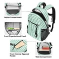 thumbnail image 5 of JIALIOU 14" Laptop Backpack Waterproof Airline Approved Stylish Casual Daypack for Travel Business College Work, Mint White Stripe, 5 of 8