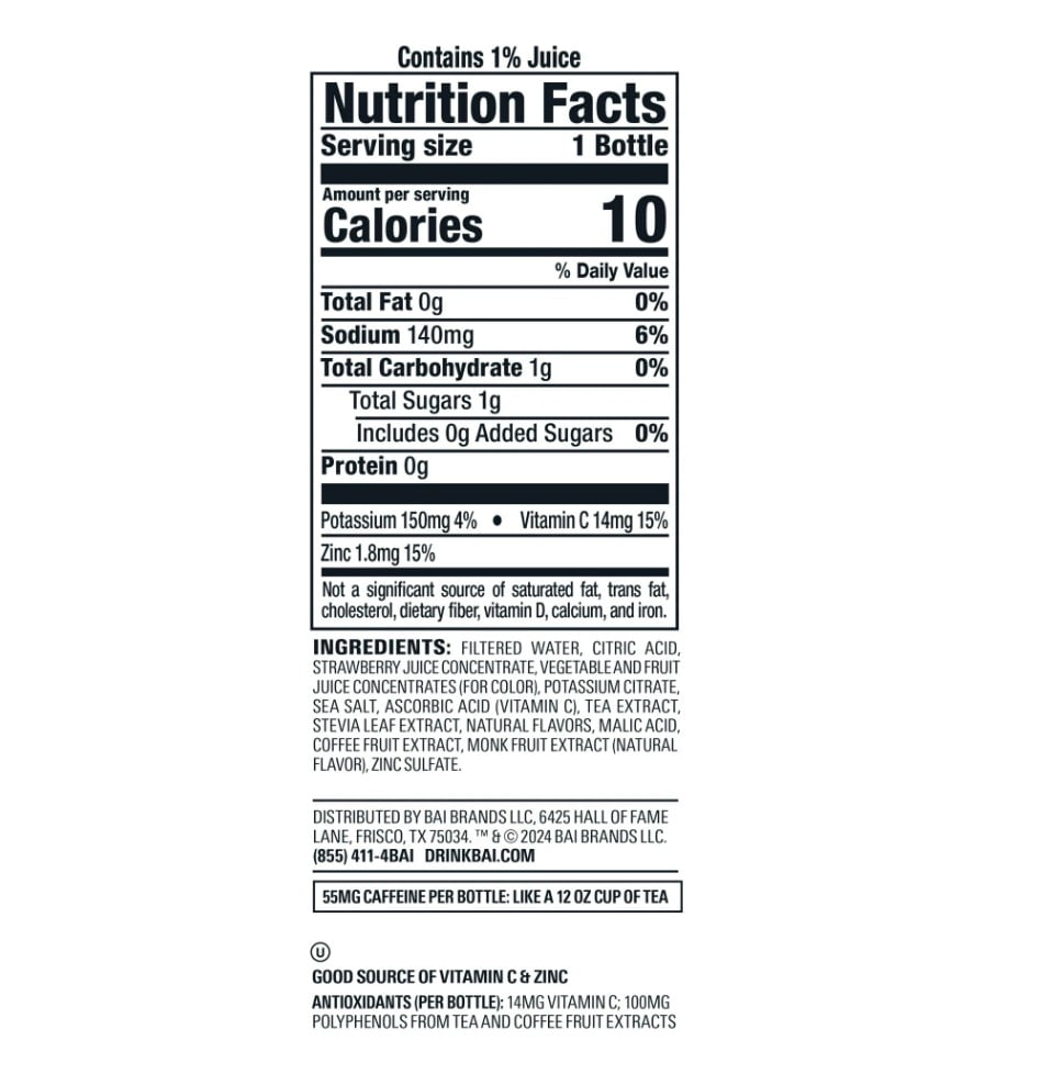 Bai Simbu Strawberry Antioxidant Infused Water Beverage, 18 fl oz (6 Pack)