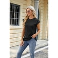thumbnail image 4 of XCHQRTI Womens Textured Cap Sleeve Tshirt Dressy Trendy Summer Shirt Casual Basic Short Sleeve Tops, 4 of 9