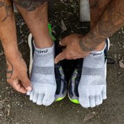 Injinji Unisex Run Original Weight No‑Show Comfortable Socks, Gray, Medium