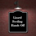 thumbnail image 2 of Lizard Feeding Hands Off BLACK Aluminum Composite Sign 20''x24'', 2 of 9
