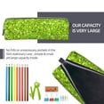 thumbnail image 5 of Cauagu Lime green glitter Print Leather Pencil Pen Case - Stationery Bag Portable Stationery Bag Big Capacity Pencil Pouch Cosmetic Organizer Bag for Men & Women, 5 of 7
