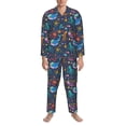 thumbnail image 3 of Yiaed Marine Inhabitants Print Men’s Pajamas Set - Long Sleeve Button Down Sleep Shirt and Pajama Bottoms Sleepwear Set Mens Pjs Sets Men's Pajama Bottoms-X-Large, 3 of 7