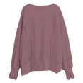 thumbnail image 6 of Dyfzdhu Sweatshirts for Women Oversized Crewneck Solid Color Sweatshirt Side Slit Long Sleeve Pullover Slouchy Fit Tops, 6 of 8