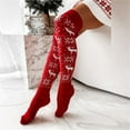 thumbnail image 2 of IWRICH Women's Thigh High Socks Cable Knit over the Knee Boot Socks Long Warm Leg Warmers Winter Red, 2 of 5