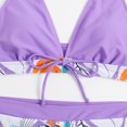 thumbnail image 5 of QLEICOM Womens Swimsuits Tummy Control Plus Size Swimsuit Coverup Fashion Floral Print Halter Split Swimsuit Bikini Print High Waist Beachwear Set Purple M, 5 of 7