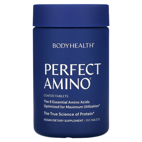 BodyHealth PerfectAmino Vegan Amino Acid Supplements, Tablets, Unflavored, Builds Muscle, 150 Count