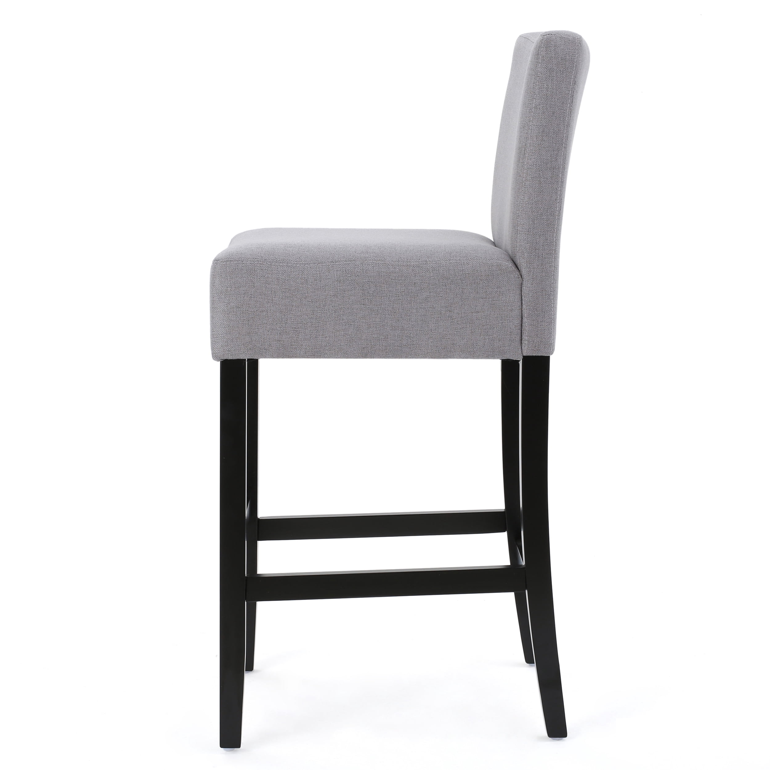 Noble House Lindsey Modern Contemporary 29.5" Fabric Bar Stools, Set of 2, Light Grey