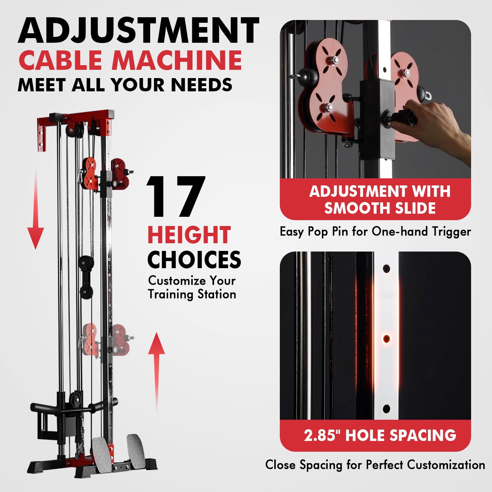 Mikolo Cable Crossover Machine, Lat Pull Down Machine, Wall Mounted Pulley Tower functional trainer with Adjustable 26 Positions Dual Pulley System, Lat Pulldown Cable Training for Home Gym Fitness