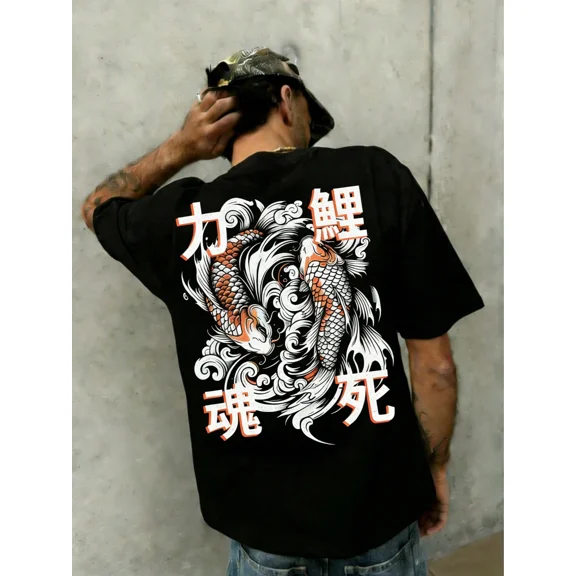 Men's Japanese Style Koi Fish Graphic T-Shirt