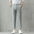 thumbnail image 3 of Pantalones de traje negros para hombre, pantalones rectos de verano para hombre, pantalones cortos, novedad en ropa de lujo, elegante, fina, informal, para el trabajo, baratos, 3 of 5