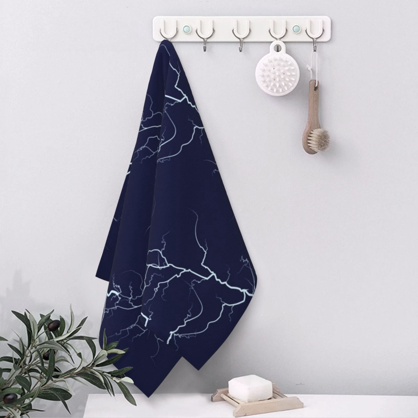 White Lightning Thunder 27.5" x 16" Ultra Soft Hand Towel, Face Wash Cloth for Bathroom, Gym, Travel, Pool