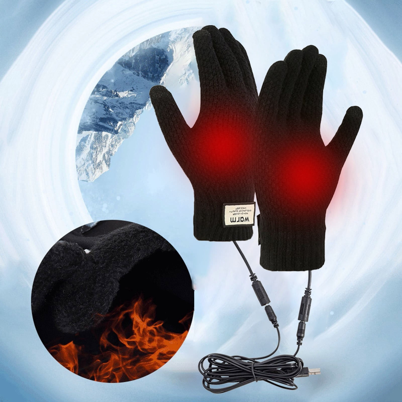 Winter Touch Screen Gloves for Men and Women,USB Heated Electric Heating Gloves with Fast Warm Technology,Anti- Thermal Knitted Gloves for Outdoor Activities,Skiing,Cycling,Hiking,Runningï¼95Â°Fï¼
