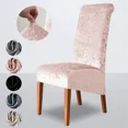 thumbnail image 1 of 2 piezas de funda para silla de comedor de terciopelo, paquete completo, elástica, para hogar, hotel, restaurante, banquete, color sólido, funda para asiento de silla, protector de muebles, 1 of 10