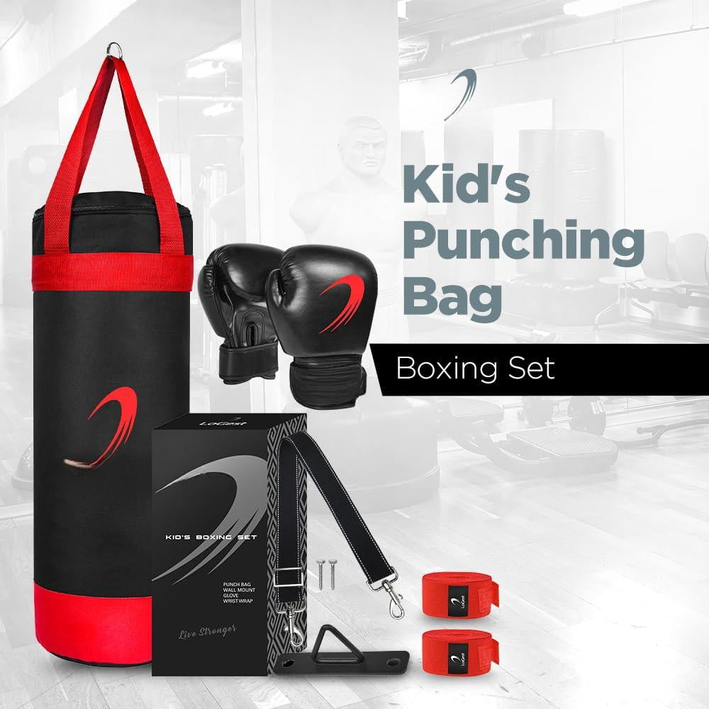 Punching Bag For Boxing Set - Suitable Bags 3-8 Years Of Gloves & Hand Wraps Included Mma Kickboxing Muay Thai Karate