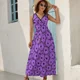 thumbnail image 4 of Vestido sin mangas con estampado floral morado Vestido de noche para mujer Vestido de mujer, 4 of 7