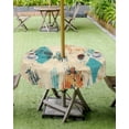 thumbnail image 4 of Fsddascl Orange Teal Red Outdoor Tablecloth - 60 Inch Round Dining Table Cover, Boho Modern Abstract Splashing Art Waterproof Outdoor Table Cloth with Umbrella Hole & Zipper for Picnic/Patio/Party, 4 of 7