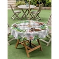 thumbnail image 3 of Spring Botanical Outdoor Tablecloth - 60 Inch Round Dining Table Cover, Garden Birds Floral Leaves Gray Plaid Waterproof Outdoor Table Cloth with Umbrella Hole & Zipper for Picnic/Patio/Party, 3 of 7