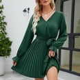 thumbnail image 5 of Giftesty Womens Plus Size Dresses Clearance Women Long Sleeve Solid Color V-Neck Short Skirt Casual Dress, 5 of 7