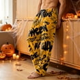 thumbnail image 4 of WULMLEO Halloween Funny Pants Men Corduroy Printed Graphic Pumpkin Wide Leg Drawstring High Waisted Fall Trousers Casual Stretchy Skeleton Pajamas with Pockets Earthy Yellow L, 4 of 5