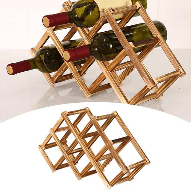 Estante Plegable BLESIY para Vino 6/10 Botellas Madera Oscura