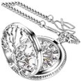 thumbnail image 1 of Reloj de bolsillo Tiong 4,5 cm de cuarzo con árbol de la vida y cadena, 1 of 9