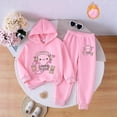 thumbnail image 2 of Gubotare Girls Outfit Kids Print Hoodie and Pants Set Hooded Sweatshirt Sweatpants Outfit for Girls Size 4T 5T (Pink,4-5 Years), 2 of 5