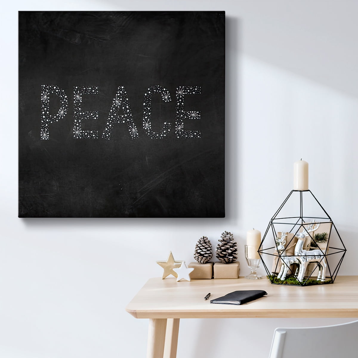 Peace Starburst - Dark Gray- Gallery Wrapped Canvas