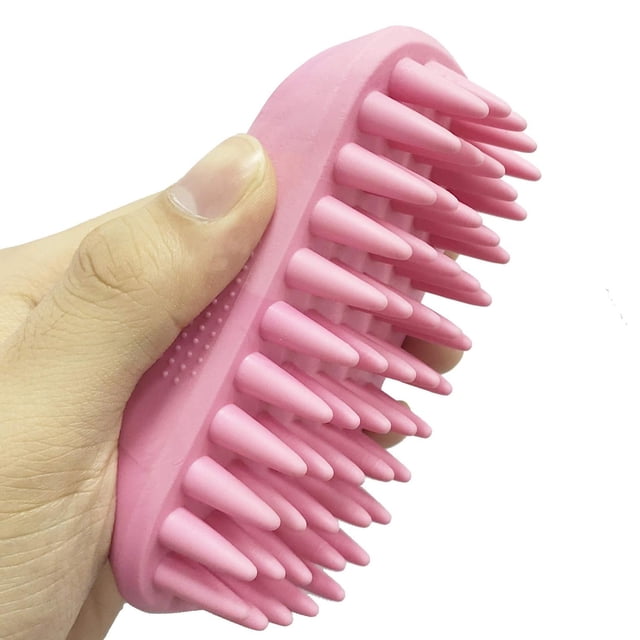 Cepillo de Masaje de Silicona Antideslizante para Perros y Gatos Rosa
