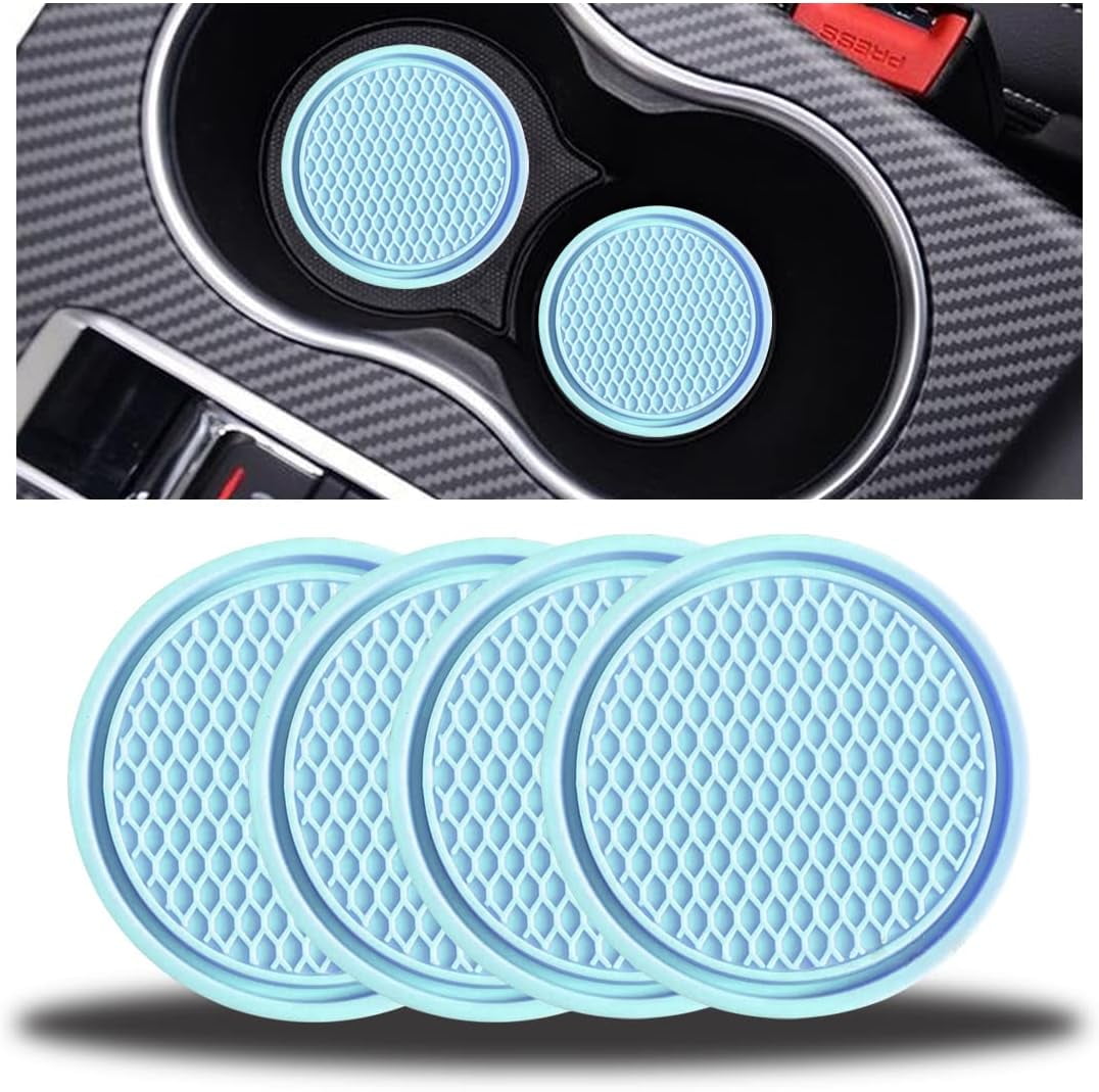 Bmw Cup Holder Coasters CGEAMDY 4 Pack Car Cup Holder Coasters, 7cm Anti-Slip Silicone Auto Insert Cup Coaster, Non-Slip Cup Holder Liners For Your Car