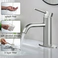 thumbnail image 4 of Bathroom Faucet, Silver Bathroom Faucet Single Handle Bathroom Faucet Modern Single Hole Faucet Bathroom with Pop-up Sink Drain Stopper & Deck Plate 1 or 3 Hole Bathroom Faucet(Brushed Silver), 4 of 6
