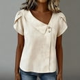 thumbnail image 5 of 100% Cotton Blouses for Women V-Neck Button Short Sleeve Shirts Solid Color Pullover Casual Plus Size Summer Tops,Size S-2XL, 5 of 5
