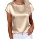 thumbnail image 1 of Camisas de Cuello Redondo de Color Sólido de Manga Corta de las Mujeres, Blusa Casual para el Uso Diario de Primavera Verano, 1 of 8