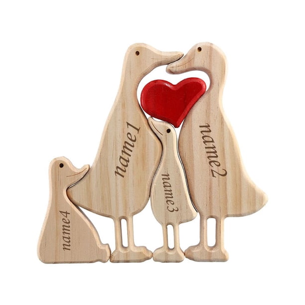 CAIROYAR Rompecabezas de patos de madera personalizado, con 3-6 nombres de familia, regalos personalizados para mamá abuela, regalos de rompecabezas familiares de patos de madera, para cumpleaños, Nav