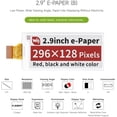 thumbnail image 3 of 2.9inch E-Paper, 296 × 128 Resolution Raw Display Compatible with Raspberry/STM32(Without PCB), 3 of 4