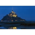 thumbnail image 2 of Posterazzi DPI12282606LARGE Night Image of Large Stone Abbey Perched on Rocky Island at Low Tide Lit with Flood Lights with Reflection in Water Poster Print - 38 x 24 in. - Large, 2 of 4