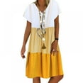 thumbnail image 1 of Robes d'Été Décontractées pour Femmes Mignonne Boho Manches Courtes V Robe de Plage Coupe Ample, 1 of 4