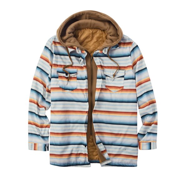 guisaled Mens Flannel Hooded Shirt Jacket with Quilted Lined Winter Soft Warm Long Sleeve Plaid Jacket Outdoor Hiking Windbreaker Jackets