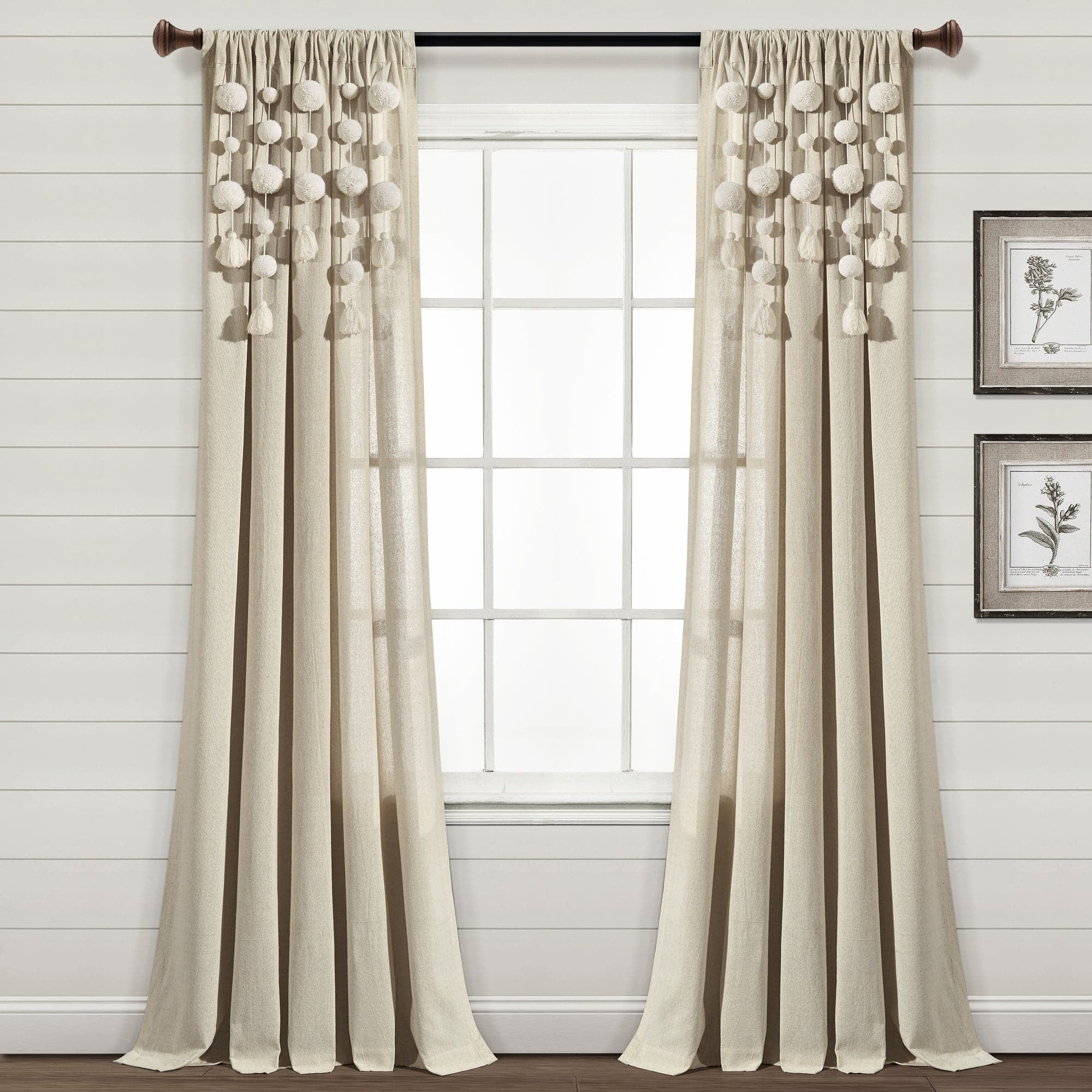 Lush Decor Boho Macrame Tassel Single Window Curtain Panel - Gray - 84 x 40