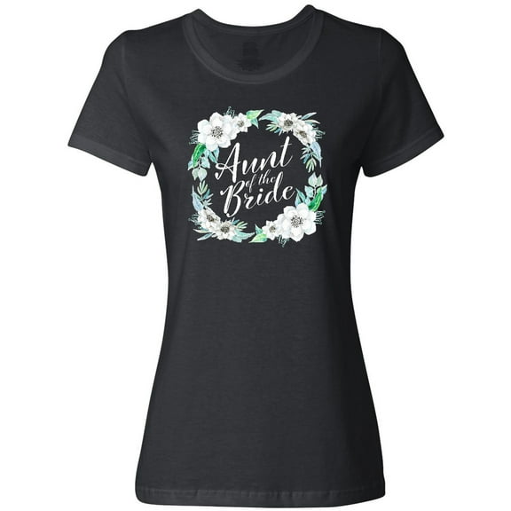 Inktastic Aunt of the Bride with White Flower Wreath Women's T-Shirt
