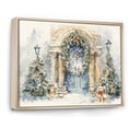 thumbnail image 2 of Designart "Winter Scene Christmas Garland on the Door III" Landscapes Framed Wall Art - Traditional White Winter Landscape Bedroom Framed Canvas Wall Art, 2 of 6