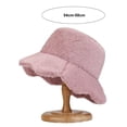 thumbnail image 6 of Tnobhg Women Winter Fisherman Hat Soft Plush Thick Windproof Solid Color Flower Edge Flat Top Warm Cold Resistant Lightweight Outdoor Basin Cap Casual Cap, 6 of 8