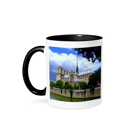 Notre Dame Cathedral Paris, 15oz Two-Tone Black Mug