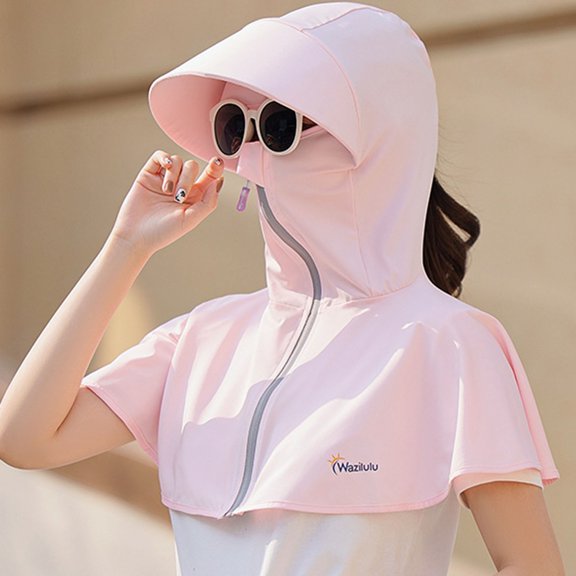 Fewfanhot Full Coverage UPF Sun Hood Hat, Integrated Face Neck Shoulder Protective Sun Visor Hat Breathable Outdoor Cycling Sun Cover