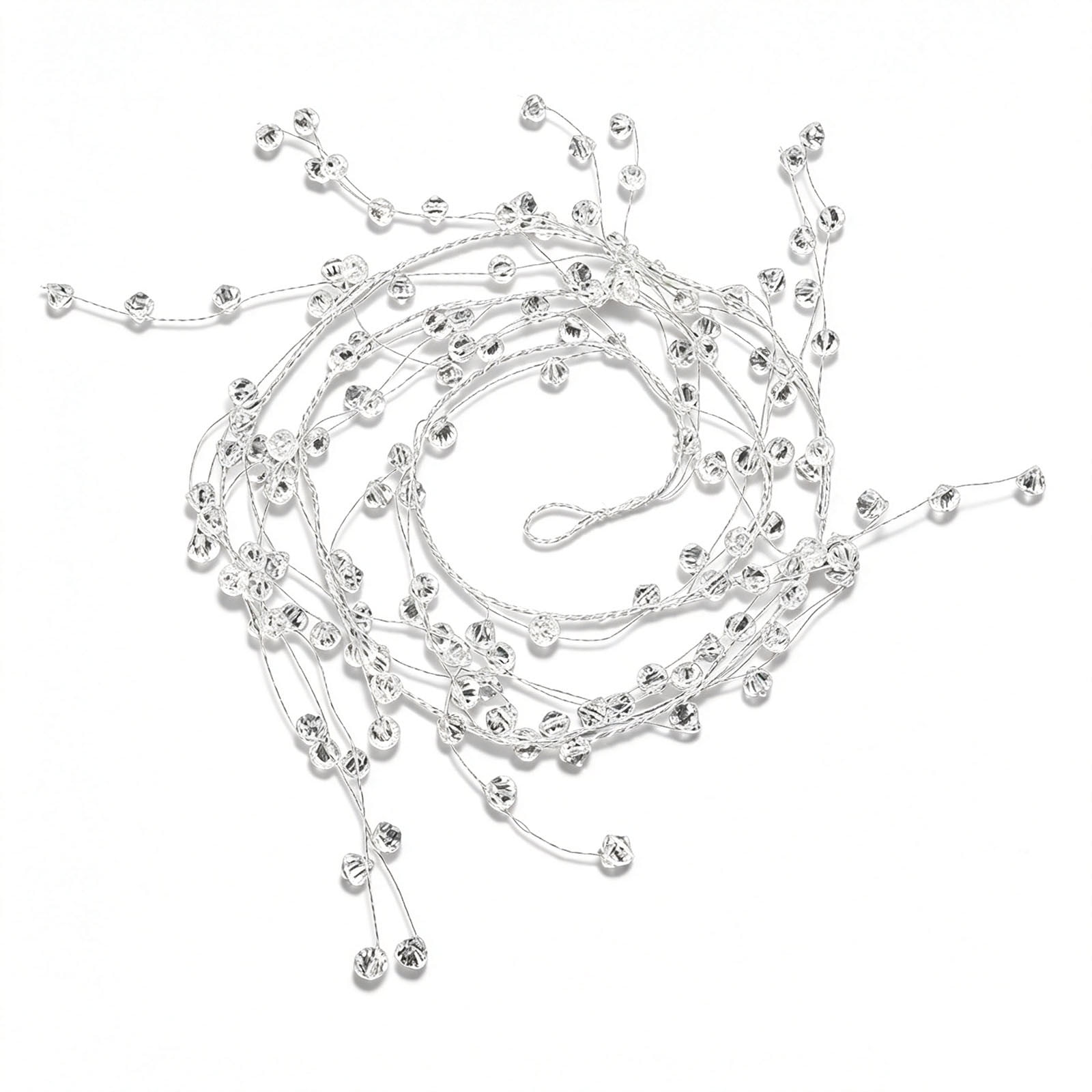 Clear Crystal Beaded Twig Garland 47.2 in Flexible Artificial Diamond Rhinestone Strand for Christmas Tree Wedding Table Home Holiday Decor