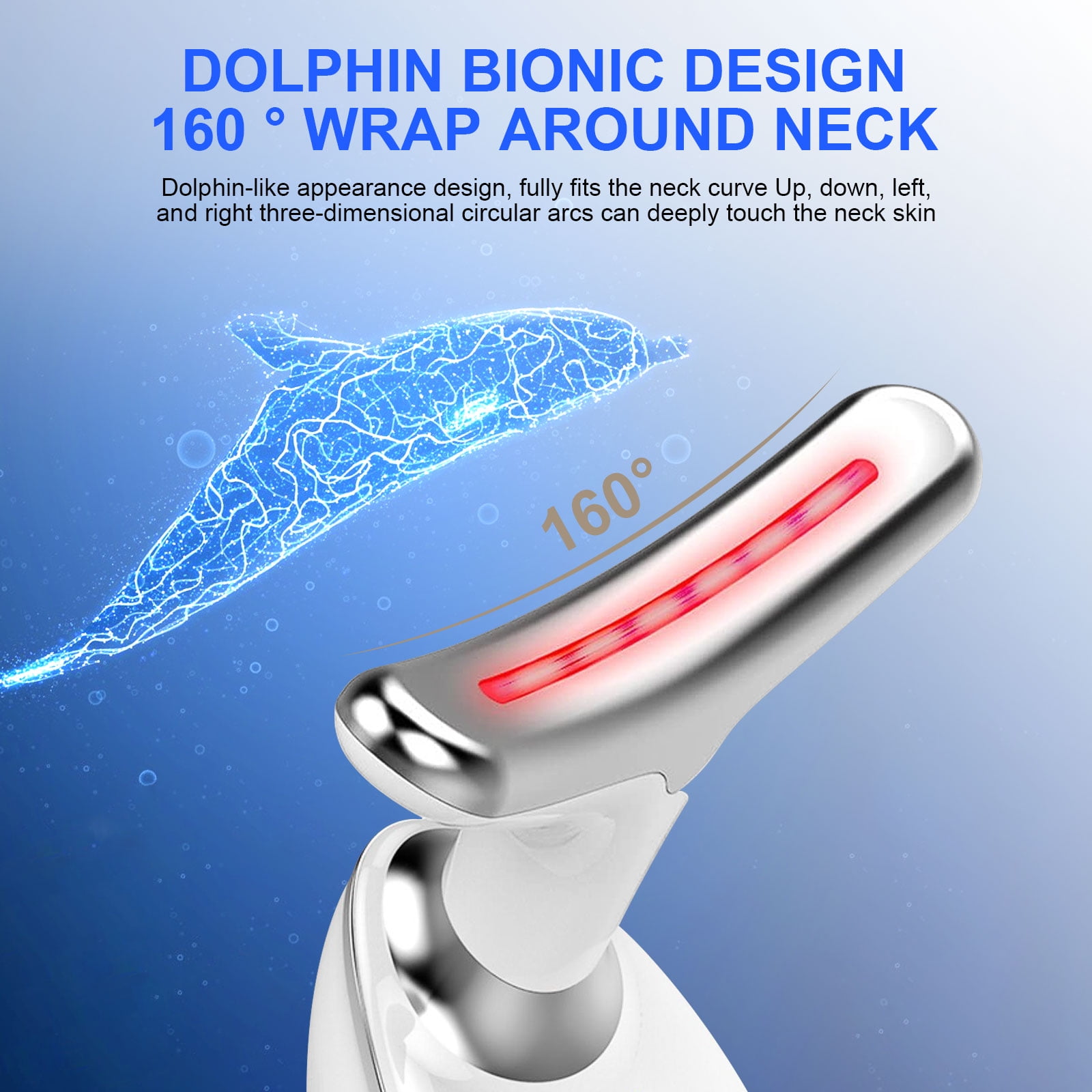 Neck Beauty Device,Face Neck Massager for Warming Lift,Skin Rejuvenation and Firming Lines,Clean/EMS/Heat/Sonic-Vibration Functions (White)