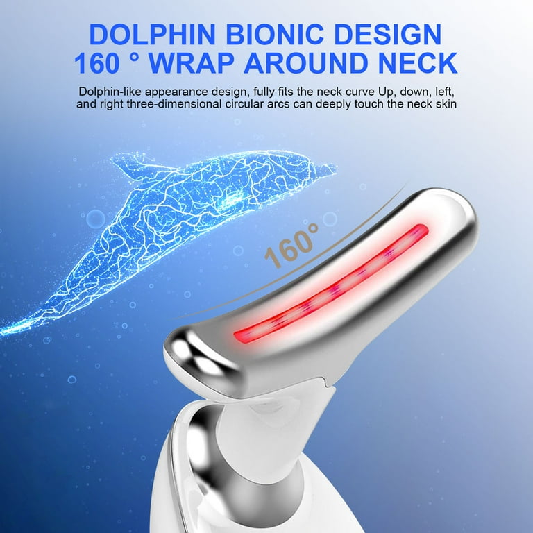 Neck Beauty Device,Face Neck Massager for Warming Lift,Skin Rejuvenation and Firming Lines,Clean/EMS/Heat/Sonic-Vibration Functions (White)