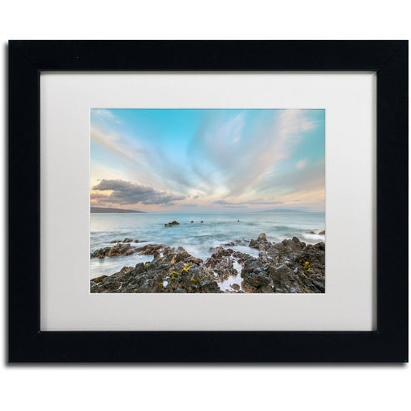 Trademark Fine Art 'South Maui Sunrise' Canvas Art by Pierre Leclerc, White Matte, Black Frame